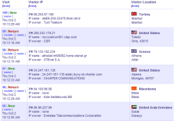 domaines et IP 100 derniers visiteurs