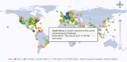 g&eacute;o-localisation 100 derniers visiteurs